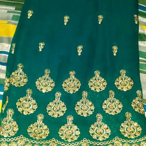 Party Wedding Wear Golden Printed Saree