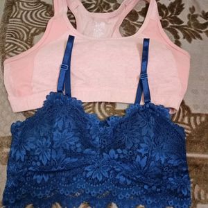 Jockey Padded Sports Bra 34 B Medium With Blue