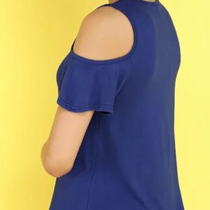 Blue Cold Shoulder Top