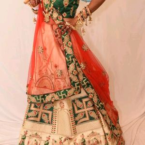 Embroidery Georgette White Wedding Lehenga Choli..