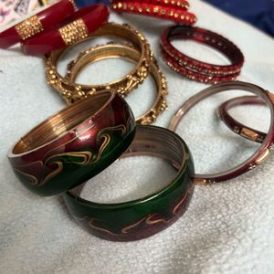 6 Pair Of Bangles + 4 Kade