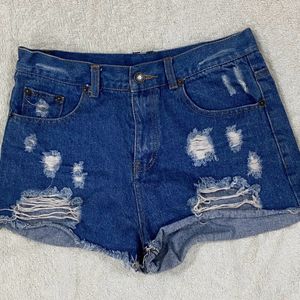 ripped torn denim shorts