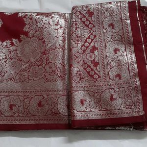 Maroon Silver Stone Saree