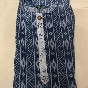 Denim Look Cotton Printed Kurti