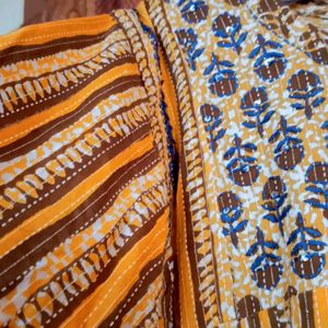 Ajrakh fabric Kantha stitch Long One side Pocket