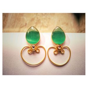 Sea Green Brass Earrings