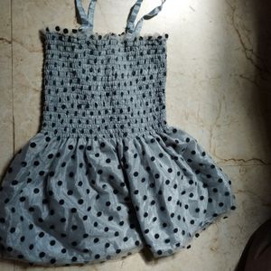 Grey Black Dotted Crop Top