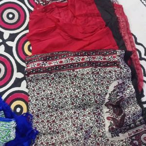 Combo Of Two Saree Red And Blue Colour Printed