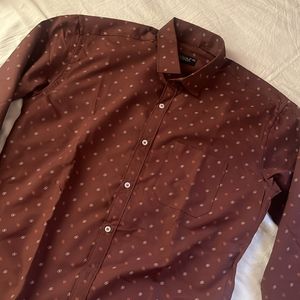 Shirt Brown With Design Size L 40