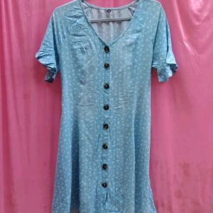 Rio Sky Blue Floral Shirt Dress For Women