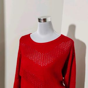 🆕 Red Hot Crochet Knitted Sweater