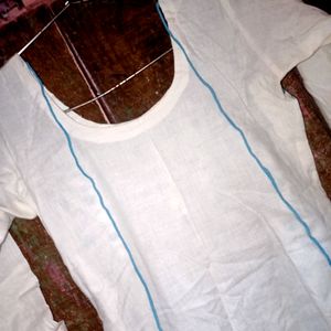 White With Blue Print Kurti( Kurta)