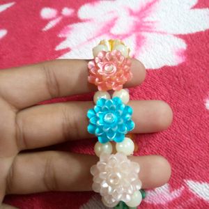 Multicolored Lotus Shape Bracelet With White Beads