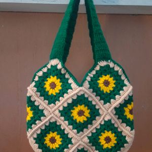 Crochet Sunflower Tote Bag