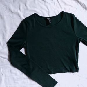 Y2k Forest Core Pinterest Fitted Basic Green Top