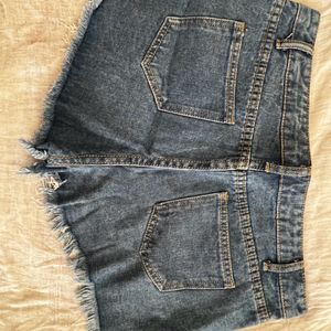 Denim ribbed shorts