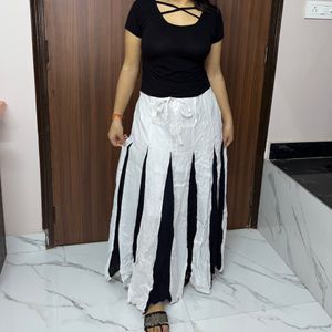 Black And White Cotton Skirt