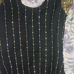 Golden Work Black Kurta