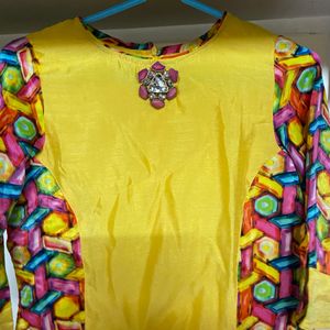 Yellow Color Raw Silk Kurti