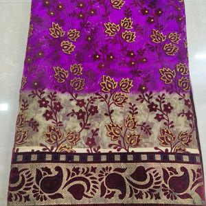 Purple Colour Chiffon Georgette Net SAREE