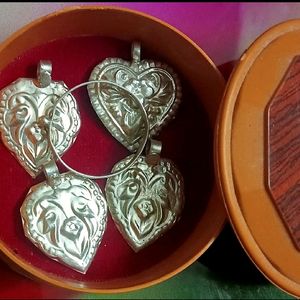 Pure Silver Locket Pack Of 4 , One Ring Free