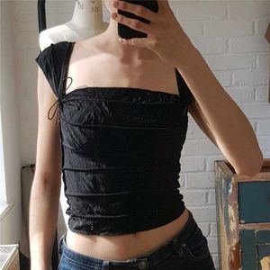 Y2K folds square neck bow crop top