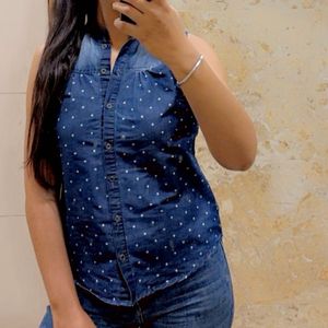 Denim Sleeveless Shirt