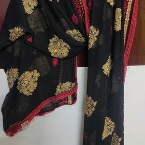 Black Maroon Clour Dupata With Embroidery