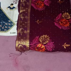 Beautiful Saree Purple Colour Festival Wedding