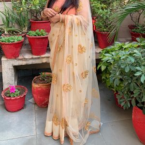 Net Patchwork saree