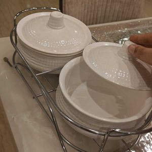 Dining Bowl Set Of 2 With Stand