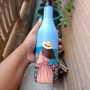 Aesthetic Handpainted Girl Bottle Art