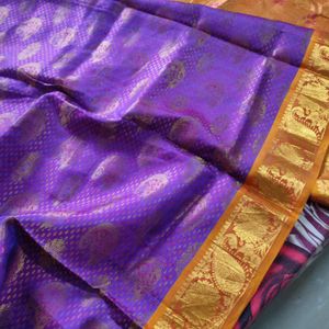 Purple And Gold Pure Kanchipuram Silk Saree