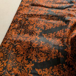 Black And Orange Printed Silk