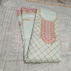 Embroidery Work Chanderi Suit