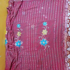 Chumki Floral Embroidery Saree