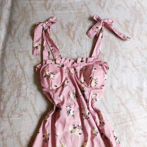 Bralette Pink Floral Short Dress