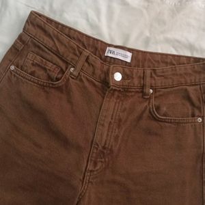 ZARA BROWN WIDE LEG DENIM