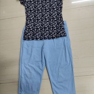 Dark Blue Top With Capri And Freebie