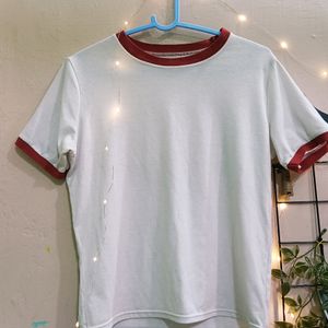 White Red Outlined Tee