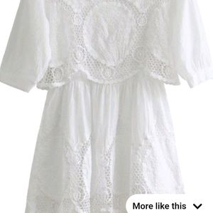 Pinteresty Half Sleeve Hollow Embroidery Dress