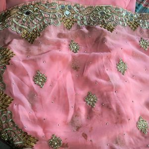 Baby Pink Saree With Blouse