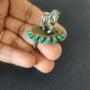 92.5 Silver 3D Ring With turquoise Stones