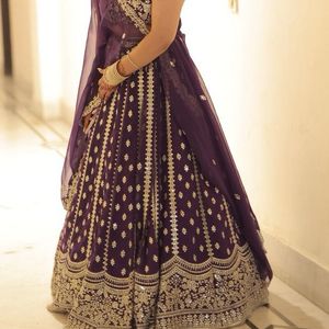 Purple Embroidery Lehenga