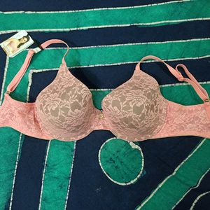Brand New Amante Padded Pink Color Bra With Lace Work