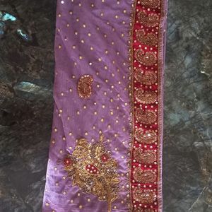 Net Lavander Saree (With Blouse)