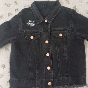 Women's Black Coloured Denim Jacket