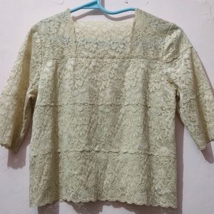 Cream Crop Lace Top