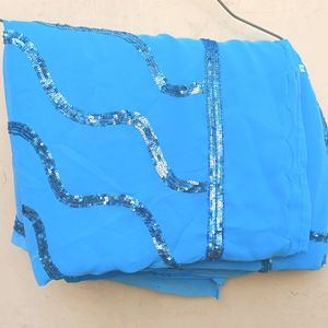 Beautiful Light Blue Saree With Unstiched Blouse