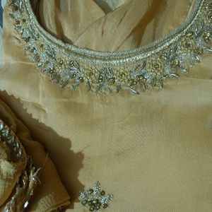 Golden Simple Embroidery Suit